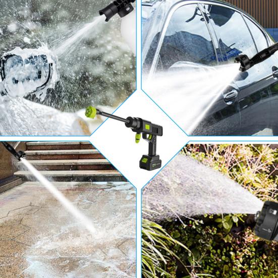 Аккумуляторная мойка высокого давления с насадкой 6-в-1, индикатором мощности, беспроводной электрический очиститель, портативная, универсальная, для автомобиля