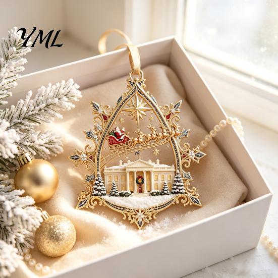 Durable Acrylic Holiday Ornaments 250th Anniversary USA White House Christmas Tree Ornament, 2D 1776-2026 Commemorative Seasonal Home Ornament