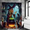 Halloween Wicked Witch Medicine Pot Potion Mouse Shower Curtain, Bathroom Decorative Shower Curtain, Waterproof Shower Curtain W
