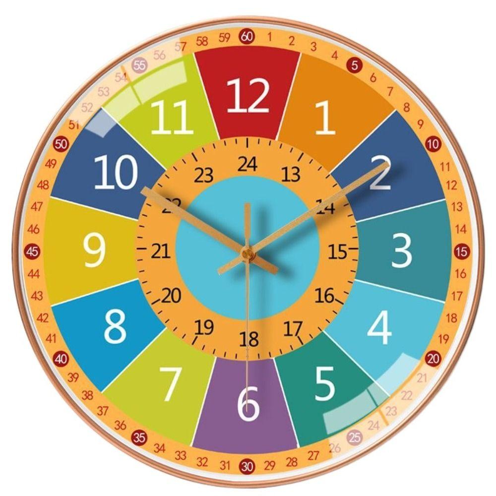 Silent Learning Clock Punch-free Electronic Color Clock Large Dial Wall Clock  Gift