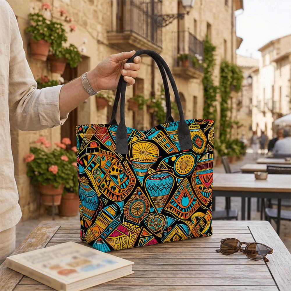 Bohemian Pattern Tote Bag Casual Large Capacity Shopping Handbag