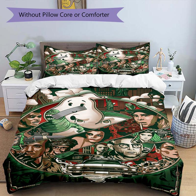 3pcs Duvet Cover Set (1*Duvet Cover + 2*Pillowcase, Without Core), Ghostbusters Print Bedding Set, Bedroom Decor, All‑Season, Birthday Gift