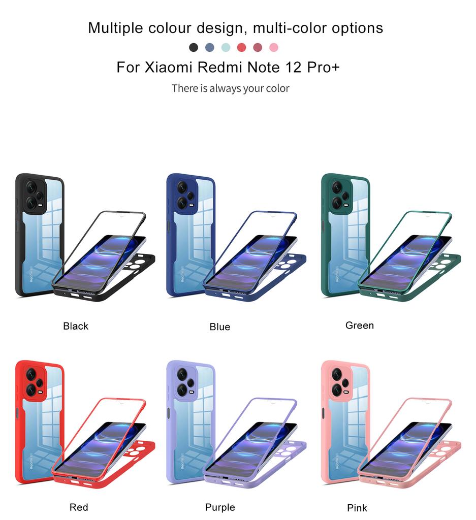 Прозрачный чехол 360 для Xiaomi 12T Pro 13 Lite Redmi Note 12 11 Pro Plus 5G 12S 11S POCO X5 Pro F5 Полная защита Бампер для телефона