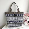 Холщовая сумка в этническом стиле для женщин, стильная сумка на плечо с узором, ретро повседневная сумка-тоут, сращивание