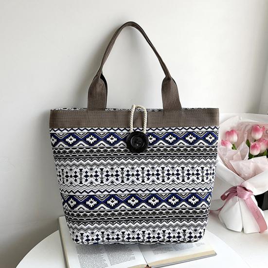 Холщовая сумка в этническом стиле для женщин, стильная сумка на плечо с узором, ретро повседневная сумка-тоут, сращивание