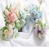 1Pc Artificial Flowers Wedding Home Bedroom Decoration Bridal Bouquet Garden Fake Silk Roses Hydrangeas Vase For Board Outdoors