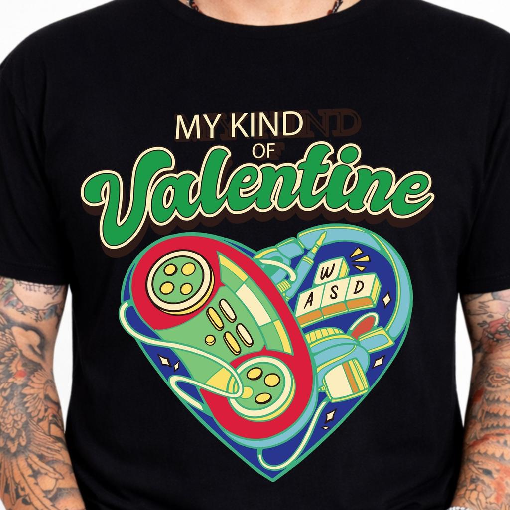 My Kind Of Valentine Tee Funny Gamer Gaming Controller Valentines Graphic Shirt.