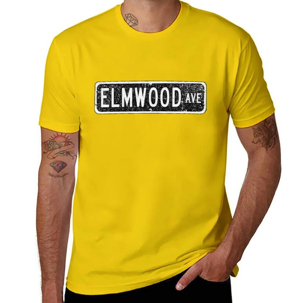 Elmwood Ave T-Shirt Short sleeve tee sweat Aesthetic clothing mens graphic t-shirts hip hop