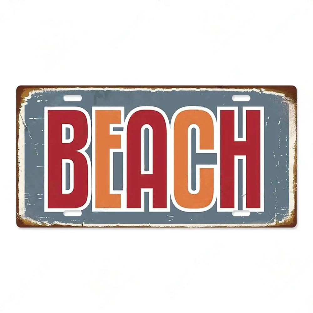 Летний пляж Ретро Жестяная табличка Номерной знак Табличка Металлическая Винтажный плакат для Паба Бара Серфинг