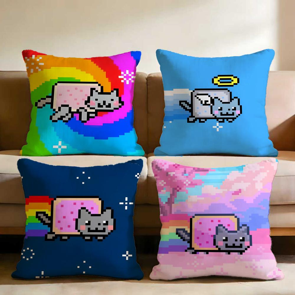Наволочка для подушки Nyan Cat, для дома и автомобиля, многоцелевая, двусторонняя, мягкая и прочная, для повседневного использования