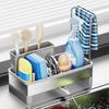 Stainless Steel Sponge Holder Sink Rack Large Capacity Rust-Resistant Self-Draining Multi-Functional Kitchen Storage Rack