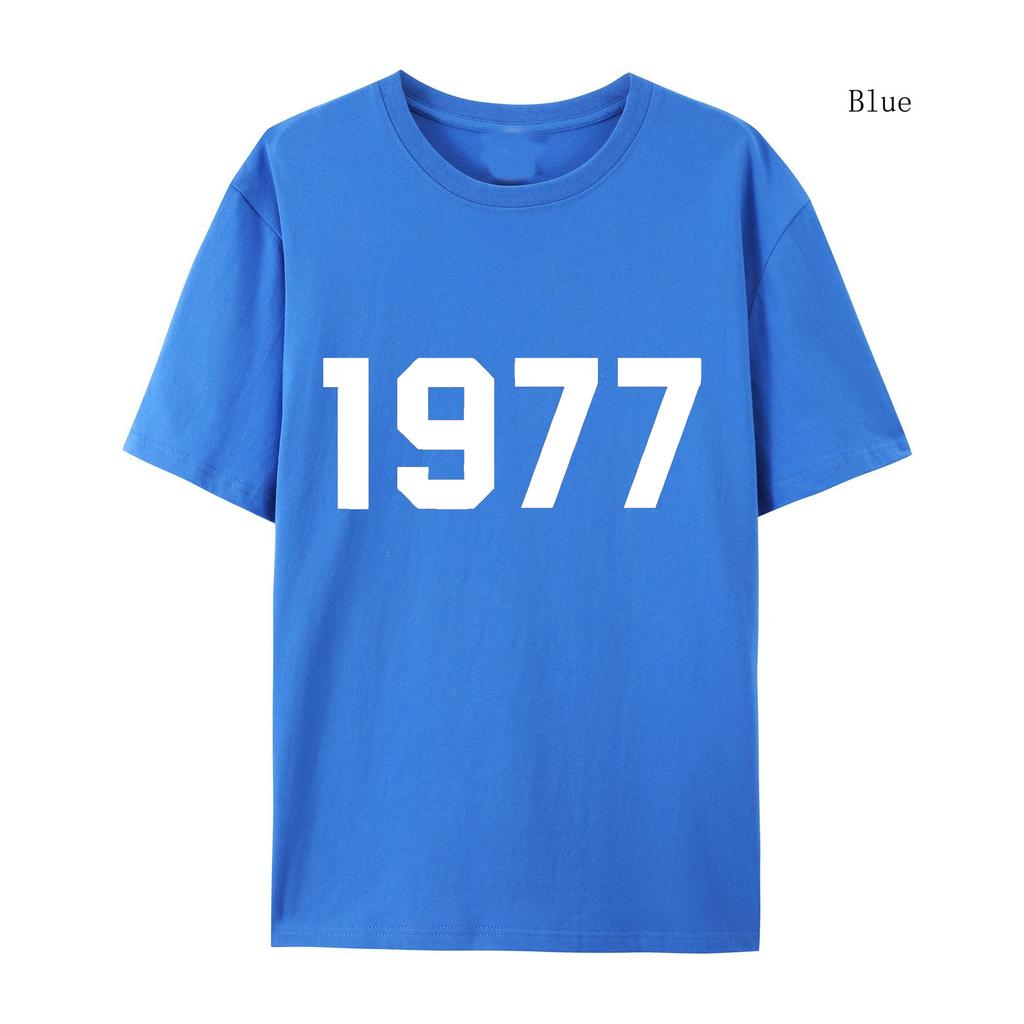 1977 Cotton T-shirt Men and Women Fashion Brand High Street Loose Fleece Cotton T-shirt Autumn Winter Warm Cotton T-shirt