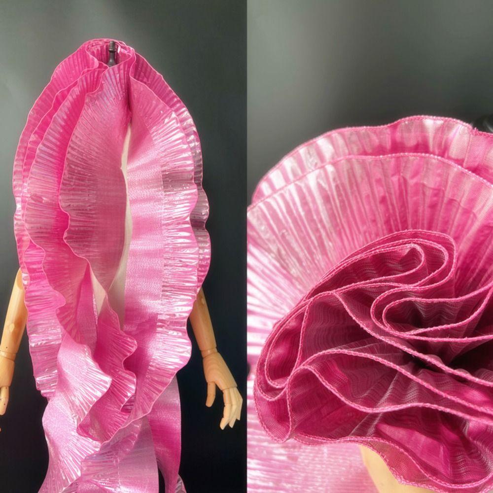 1 Yard Big Wave Lace Fabric 15cm Wide Metallic Lustrous Pleated Ruffle Lace Fabric DIY Styling Sewing Ruffle Dress Accessories