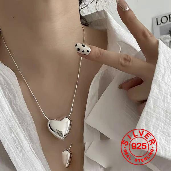 Silver color Heart Choker Necklace For Women Smiple Geometric Fine Jewelry Wedding Party Birthday Gift