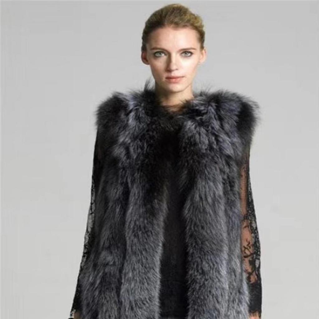 Новое осеннее и зимнее меховое пальто, жилет, женский жилет средней длины в европейском и американском стиле из искусственного лисьего воротника, утолщенный модный женский жилет из искусственной кожи