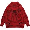 Gothic Fashion Harajuku Punk Rock Hip Hop Skull Dark Flame Y2KO Collar Long Sleeve Knit Sweater