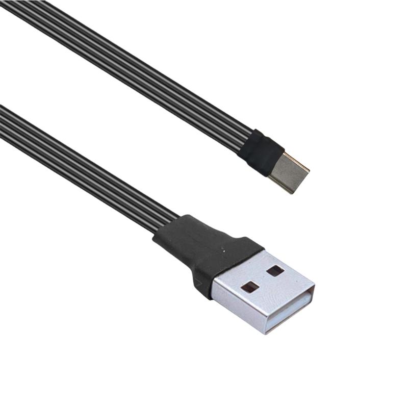 Плоский гибкий Г-образный 90 градусов USB Male на Type C Кабель для зарядки и передачи данных 10 Вт для мобильного телефона ноутбука