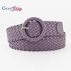 Круглый кожаный ремень цвета конфет с пряжкой для сумки, широкий, женский, универсальный, тканый ремень для одежды