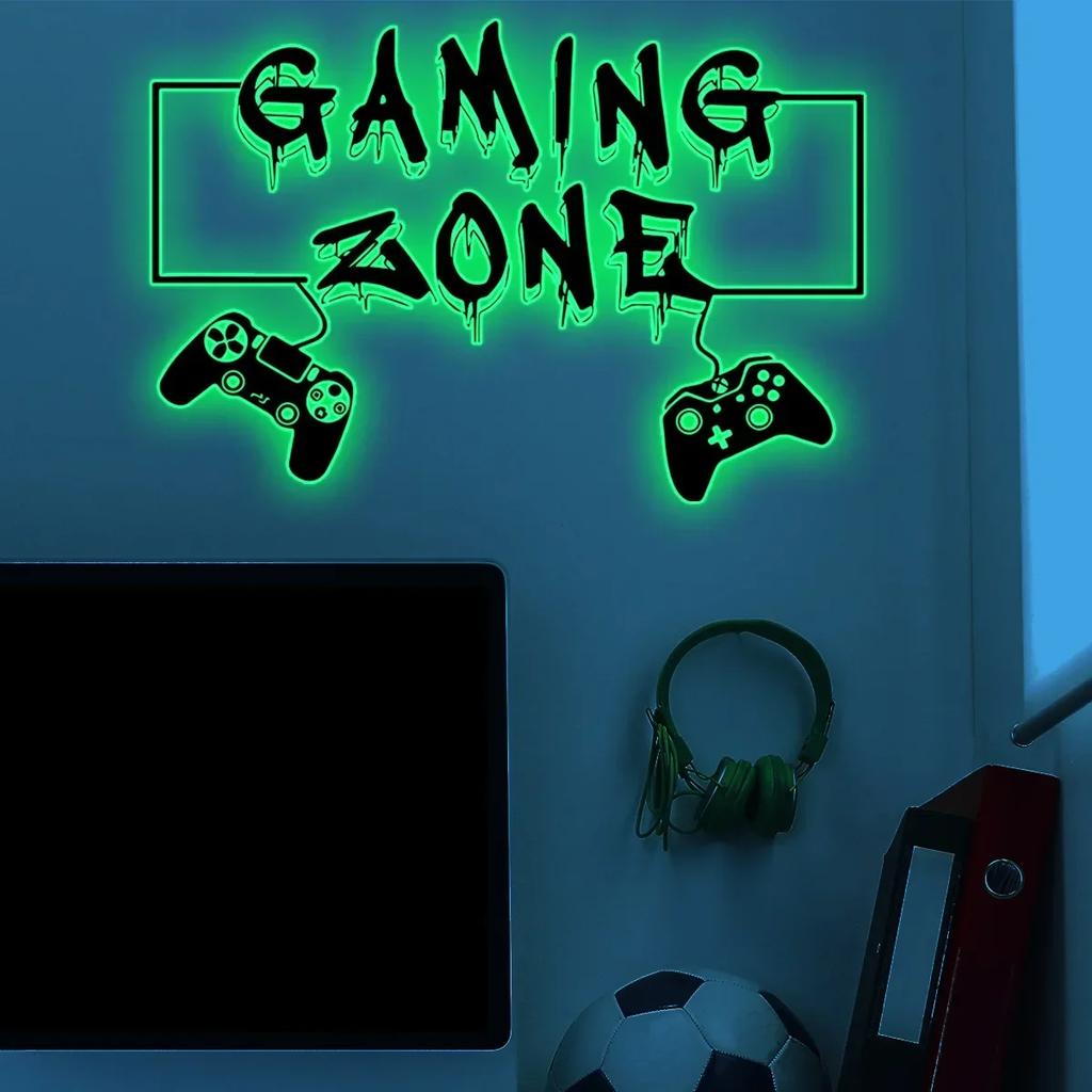 Game Controllers Luminous Wall Stickers For Boys Room Gaming Zone Bedroom Home Decor Poster Wallpaper Glow In The Dark Stickers