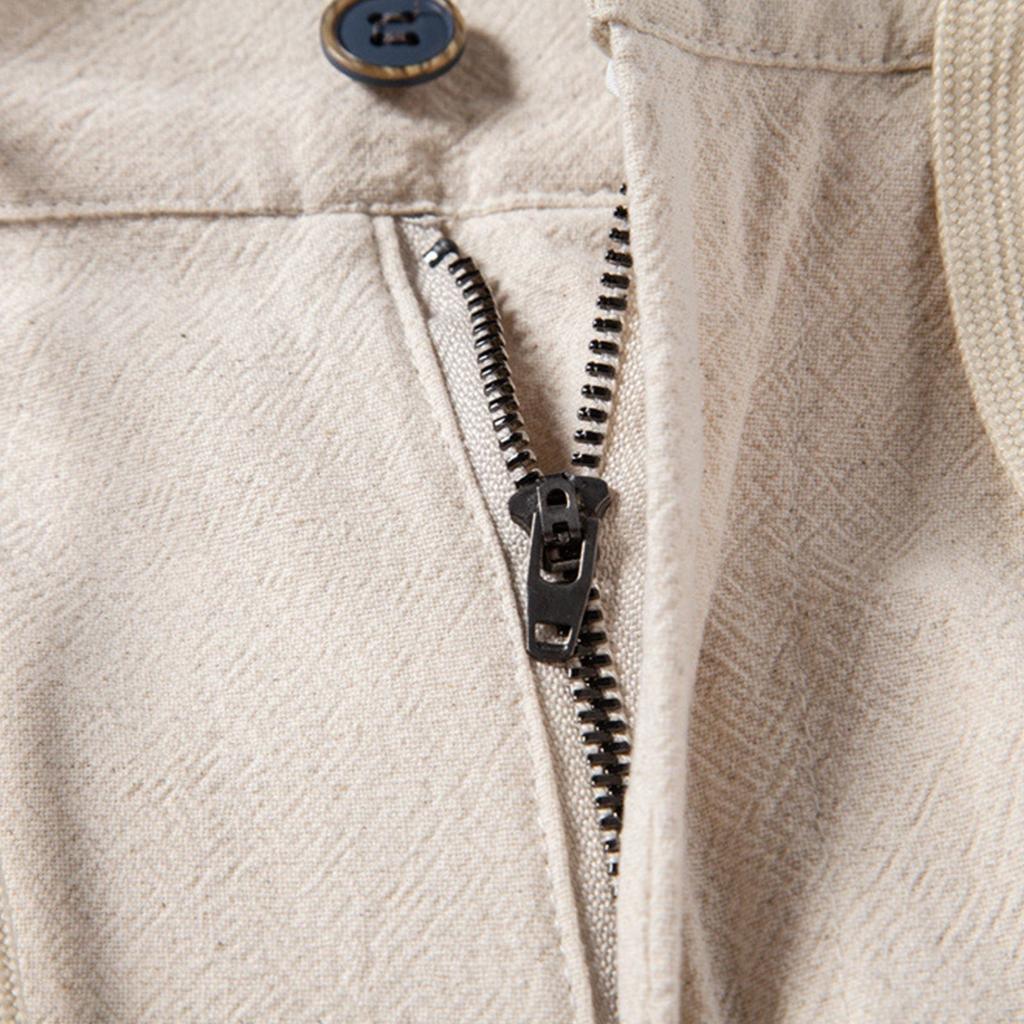 Мужские летние повседневные брюки на шнурке Мужские дышащие брюки из хлопка и льна