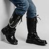 Men Fashion Motorcycle Boots Mid-calf Boots Gothic Belt Punk Boots Men Shoes Hightop Casual Boots Zapatos Hombre