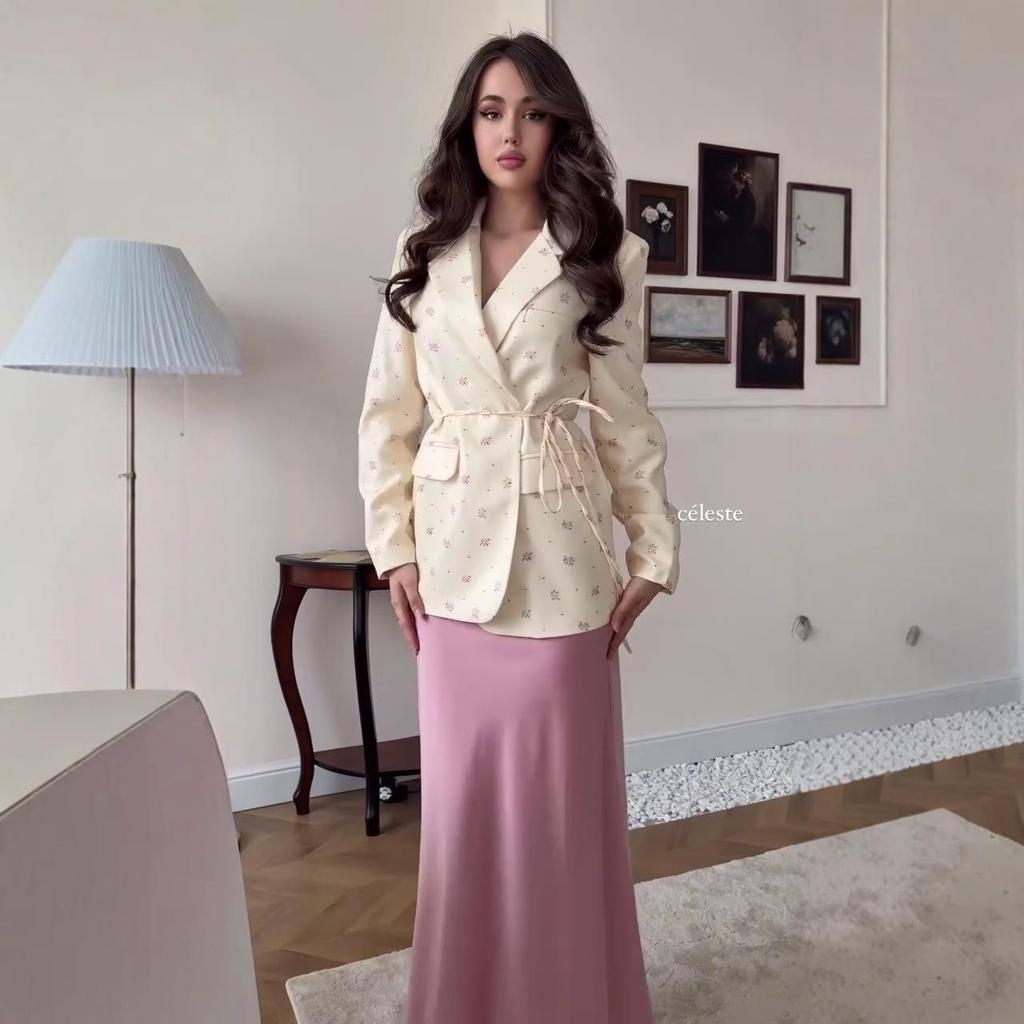 Женская приталенная пиджак-костюм с принтом в виде галстука, Осень 2025 - Европейский и Американский Стиль