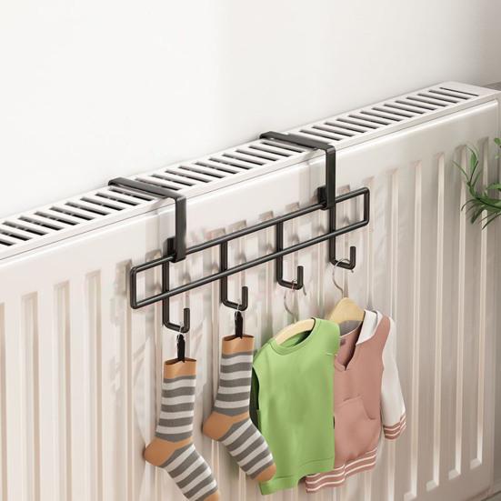 Крючок для хранения на радиаторе, большая грузоподъемность, несколько крючков, прочная металлическая конструкция, простая установка без сверления, держатель для сушки полотенец и носков