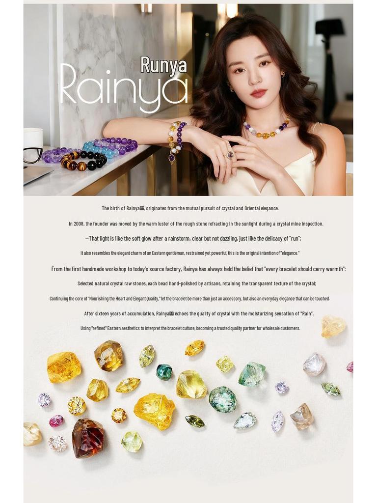 Браслет из круглых бусин Runya Crystal 7A Grade Sunstone и Orange Moonstone - натуральные разделительные бусины.