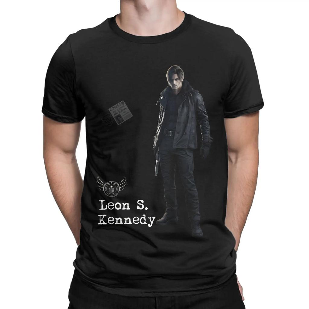 Унисекс Футболка с принтом Leon S Kennedy Resident Evil 9 Requiem Из чистой хлопка Одежда для женщин и мужчин Удобные футболки