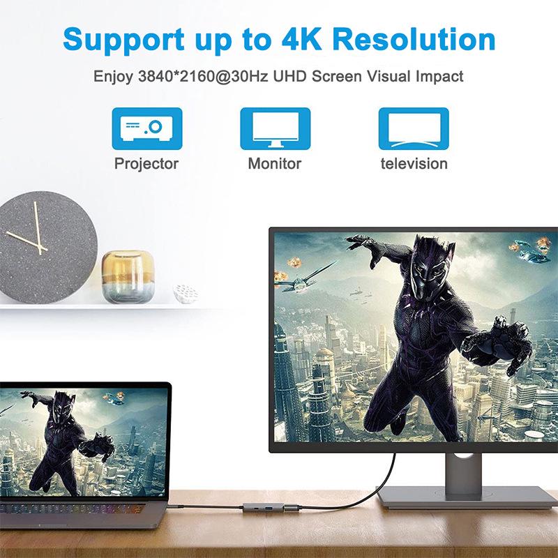 Многопортовый USB-C концентратор с HDMI: 3-в-1 док-станция для ноутбука с HD-зеркалированием экрана