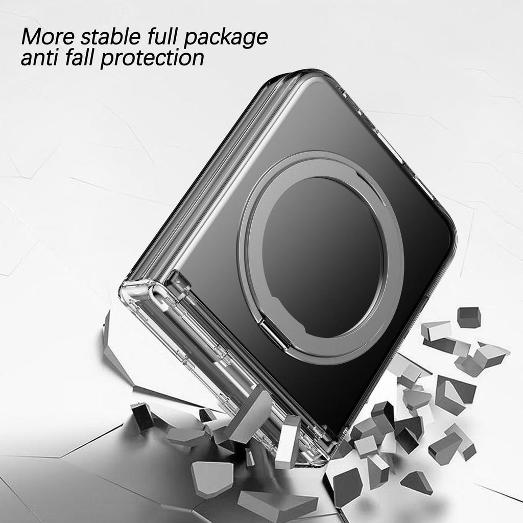 Защитный чехол для Samsung Z Flip6/5 с вращающейся на 360° подставкой, магнитной беспроводной зарядкой, полным покрытием и защитой от падения шарнира