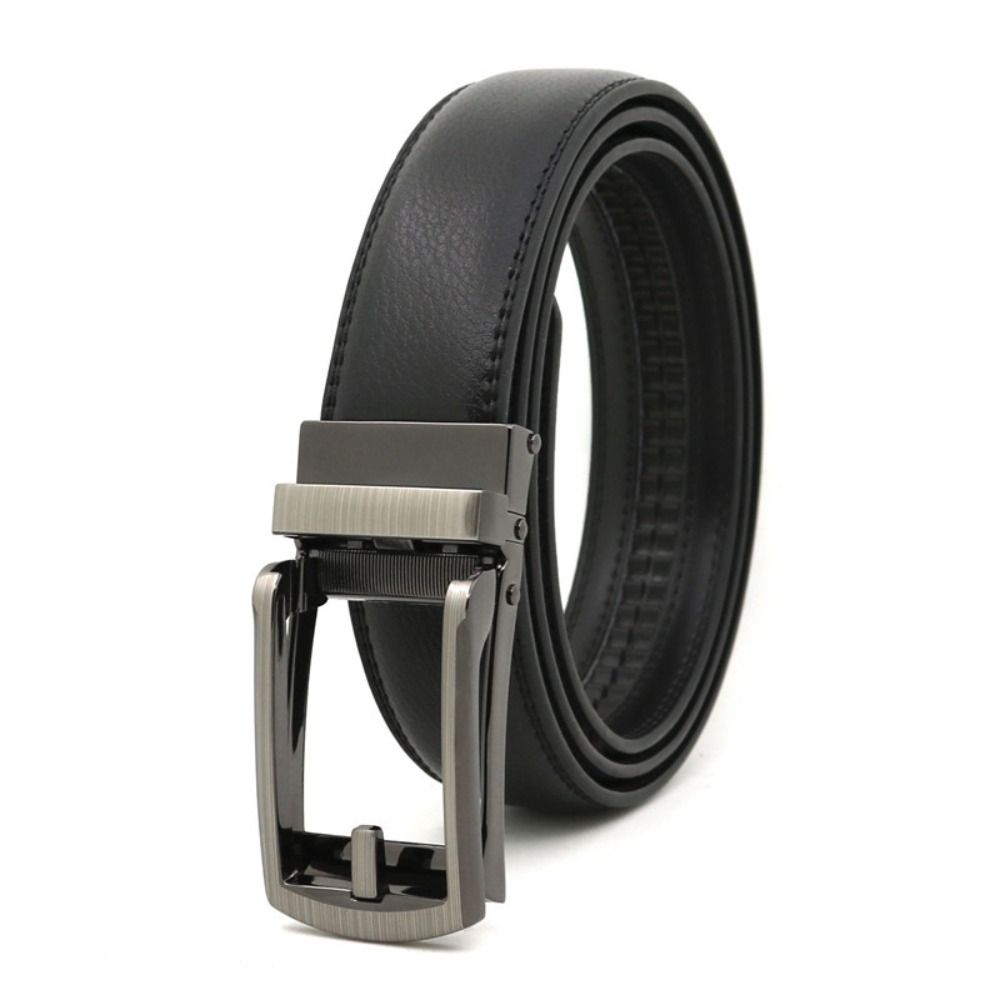 Automatic Buckle Leather Belts Ratchet Waistband Fashion Male Strap Man