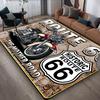 Винтажный коврик для мотоцикла Route 66 - Моющийся нескользящий полиэстеровый коврик для гостиной/офиса, подарок для байкера