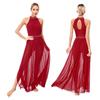Women's Sleeveless Mesh Side Split Lyrical Dance Costume Modern Dancewear Maxi Long Dress