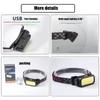 Портативный налобный фонарь COB Headlight со встроенным аккумулятором 18650, фонарик с зарядкой от USB, для кемпинга, рыбалки, скалолазания