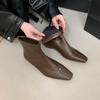 Fashion Female Square Toe Ladies Ankle Boots Low Heel Shoes Fashion Elastic Women Short Stretch Boots With Zippers Shoes