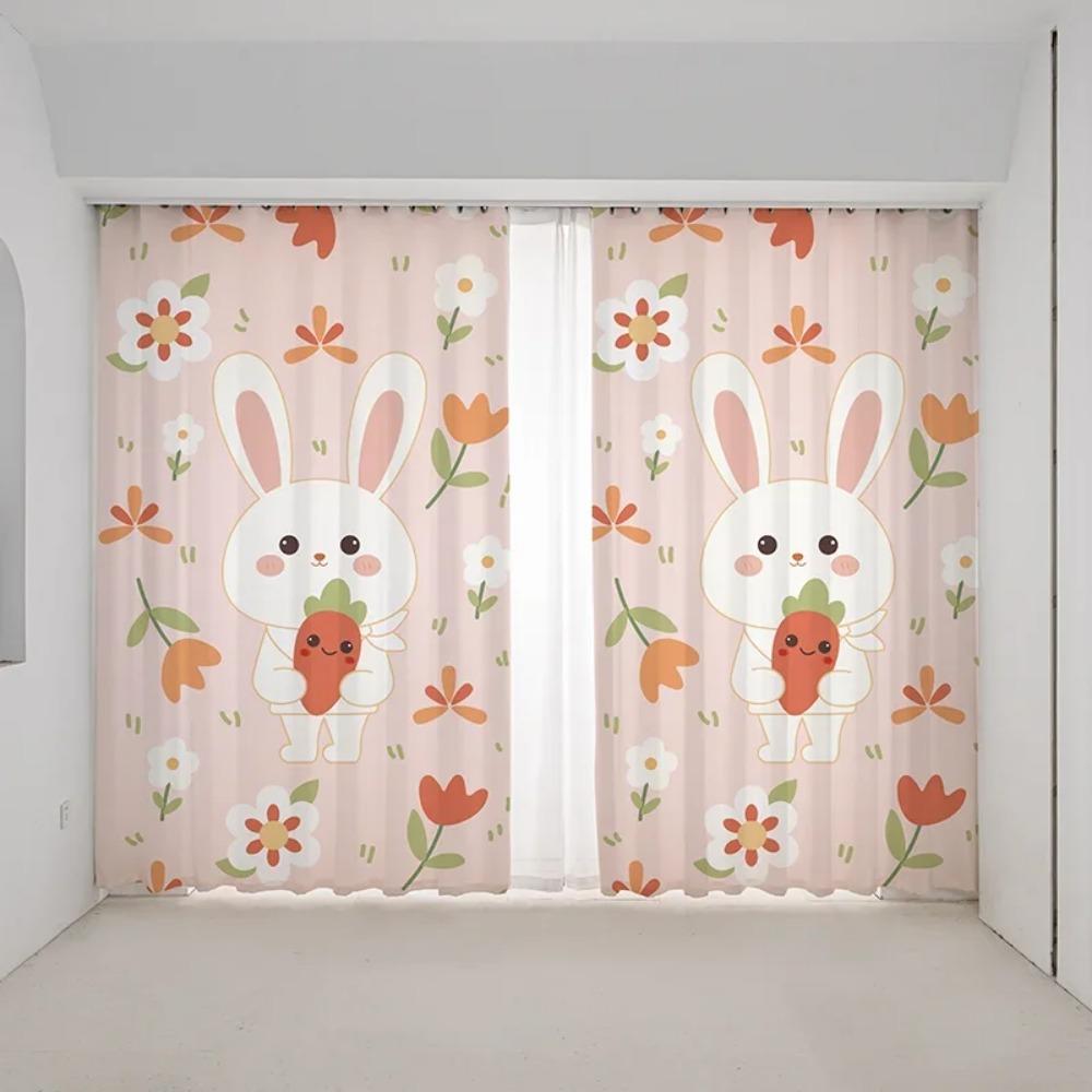 Мультяшный забавный кролик медведь милый Ins розовый девочка детская комната спальня детский сад полузатемняющие жалюзи занавеска высокое затенение 2панели