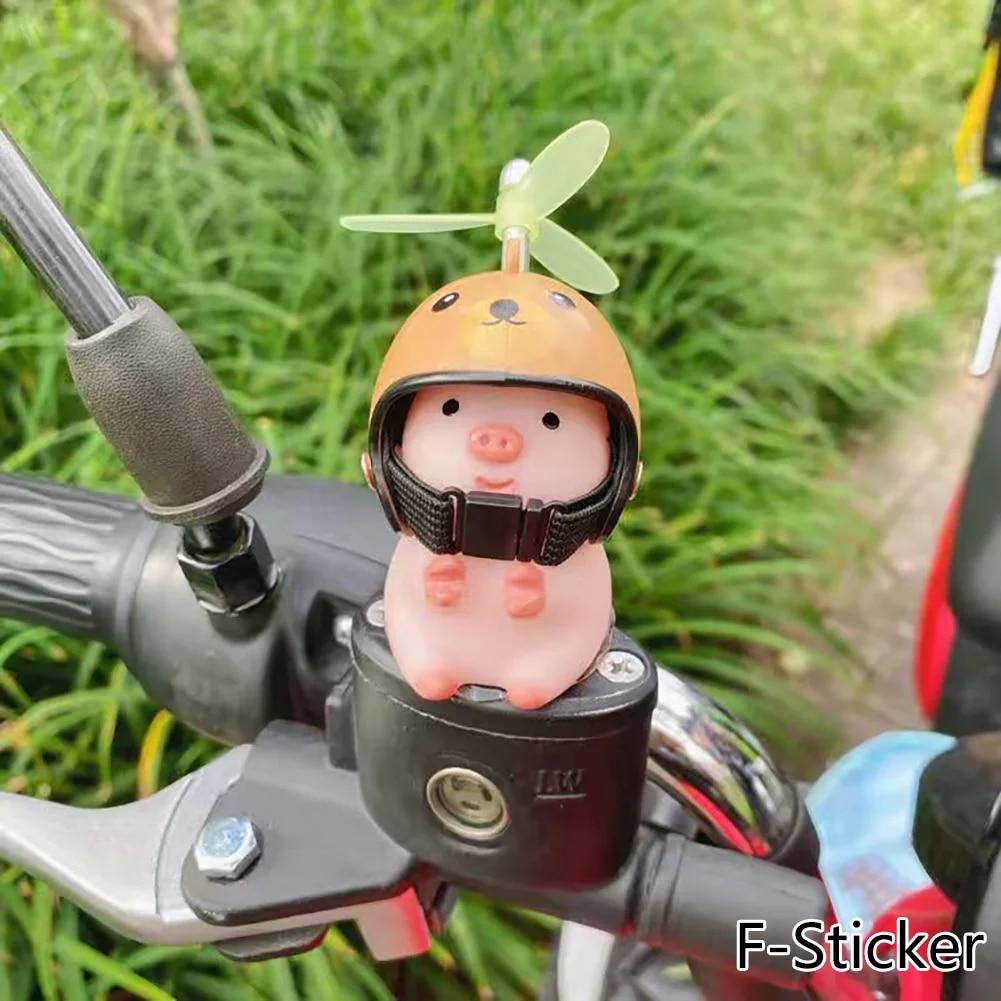 Car Cute Little Pink Pig With Helmet Propeller Wind-breaking Duck Road Bike Motor Helmet Riding Cycling Car Accessories Decor