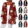 Women's Casual And Fashionable Christmas Printed Lightweight Mid Length Jacket Cardigan