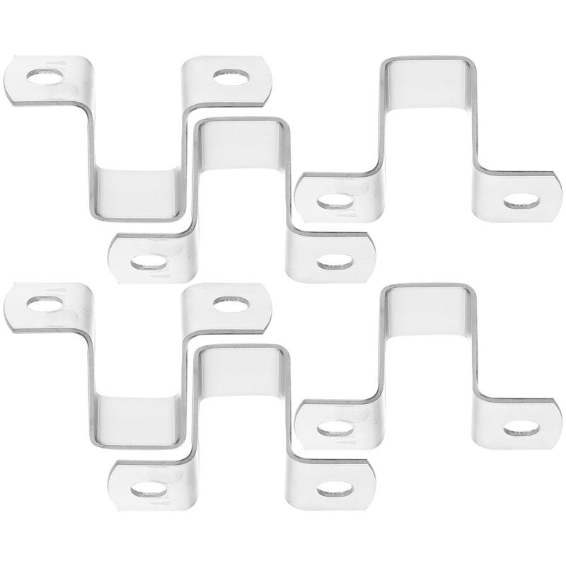 6Pcs Stainless Steel Tube Clamps U Shaped Brackets Mounting Clips For Door Closing Hardware Pipe Woodworking