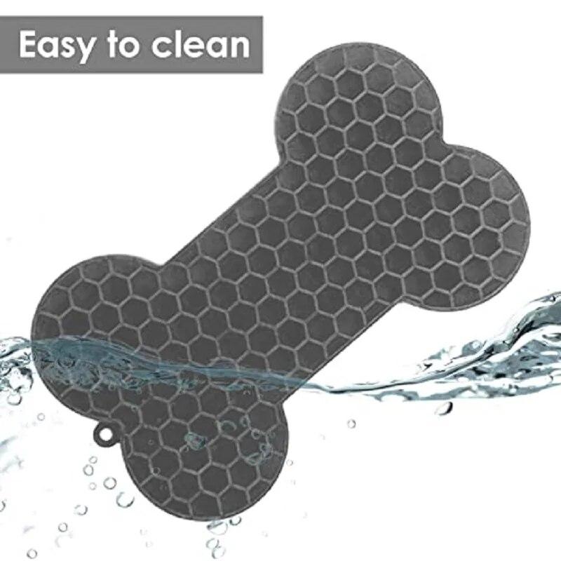 Bone Shape Silicone Licking Pad Pet Dog Peanut Butter Slow Food Bowl Eating for Cats Dogs Feeder Feeding Lickmat
