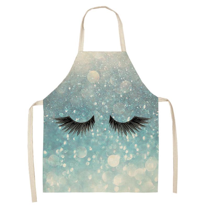Eyebrow Style Men Women Home Tablier Enfant Cleaning Tools Apron With Pockets Eyelash Pattern Sleeveless Cotton Linen Aprons