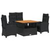 VidaXL Ensemble à Manger de Jardin avec Coussins 4 pcs, Table de Terrasse, Meubles de Patio, Mobilier d'Extérieur, Noir 3277393