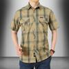 Men's Cotton Plaid Short-Sleeve Shirt for Summer, Lightweight and Loose Fit, Available In Large Sizes