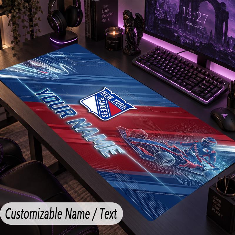 Large Mouse PadNew York Rangers Custom Name Text Personalized Desk Mat Non Slip Gaming Pad