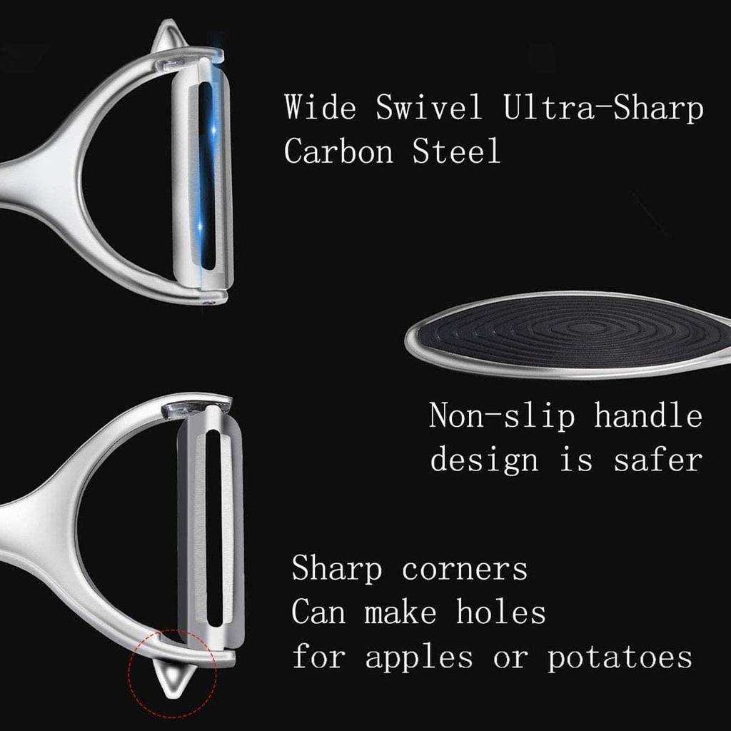 Stainless Steel Vegetable and Fruit Peeler Set, Non-Slip Handle, Gray, Chemical Peeler