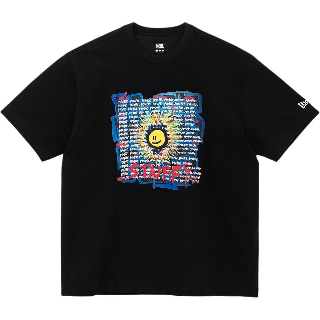 New Era SS24 Футболка с графическим принтом, круглый вырез, короткий рукав, унисекс, черная 14329684