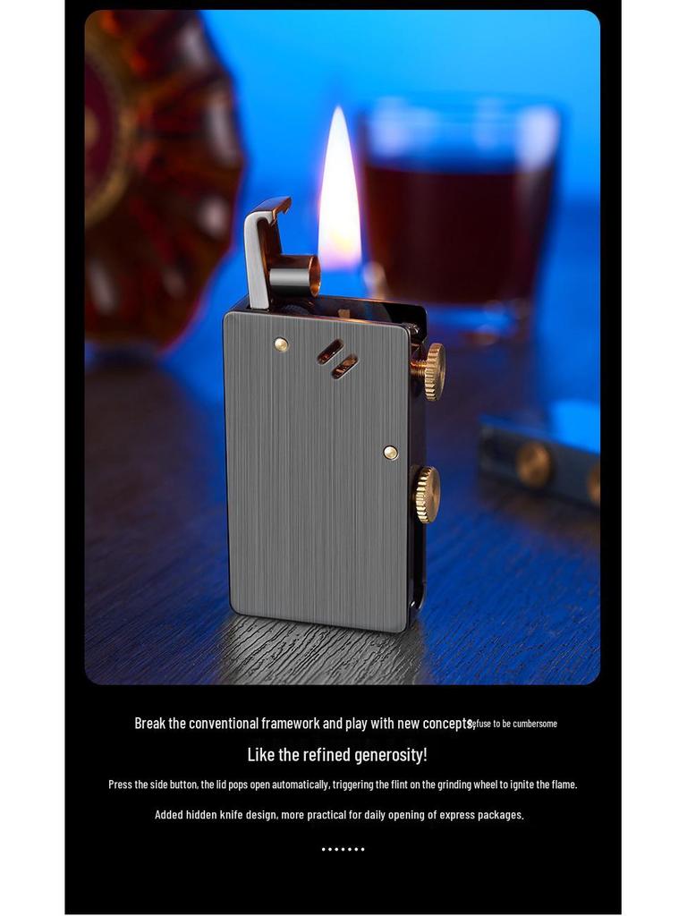 Multifunctional Men's Metal Kerosene Lighter with Long Battery Life