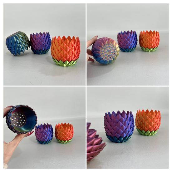 Dragon Scale Planter Pot with Drip Tray Indoor Outdoor Succulents Herb Plants Flower Pot Container with Drainage Holes Home Balcony Garden Decoration