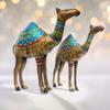 Королевские Раджастанские Кованые Железные Статуэтки Верблюдов - Набор из 2 штук | Расписанный вручную Яркий Декор | Идеально для Праздничных, Свадебных, Корпоративных Подарков (Верблюды)